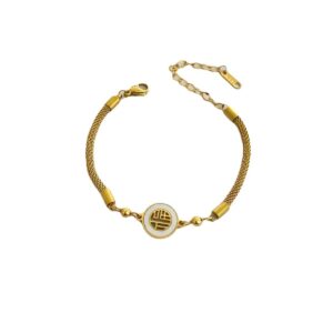 Popular Chinese-style hollowed-out gold-plated "Fu" (good fortune) pendant bracelet